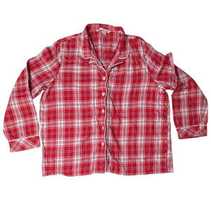 Victoria's Secret - Women's Lounge Pajama Shirt - Button Up Plaid Red - Size L